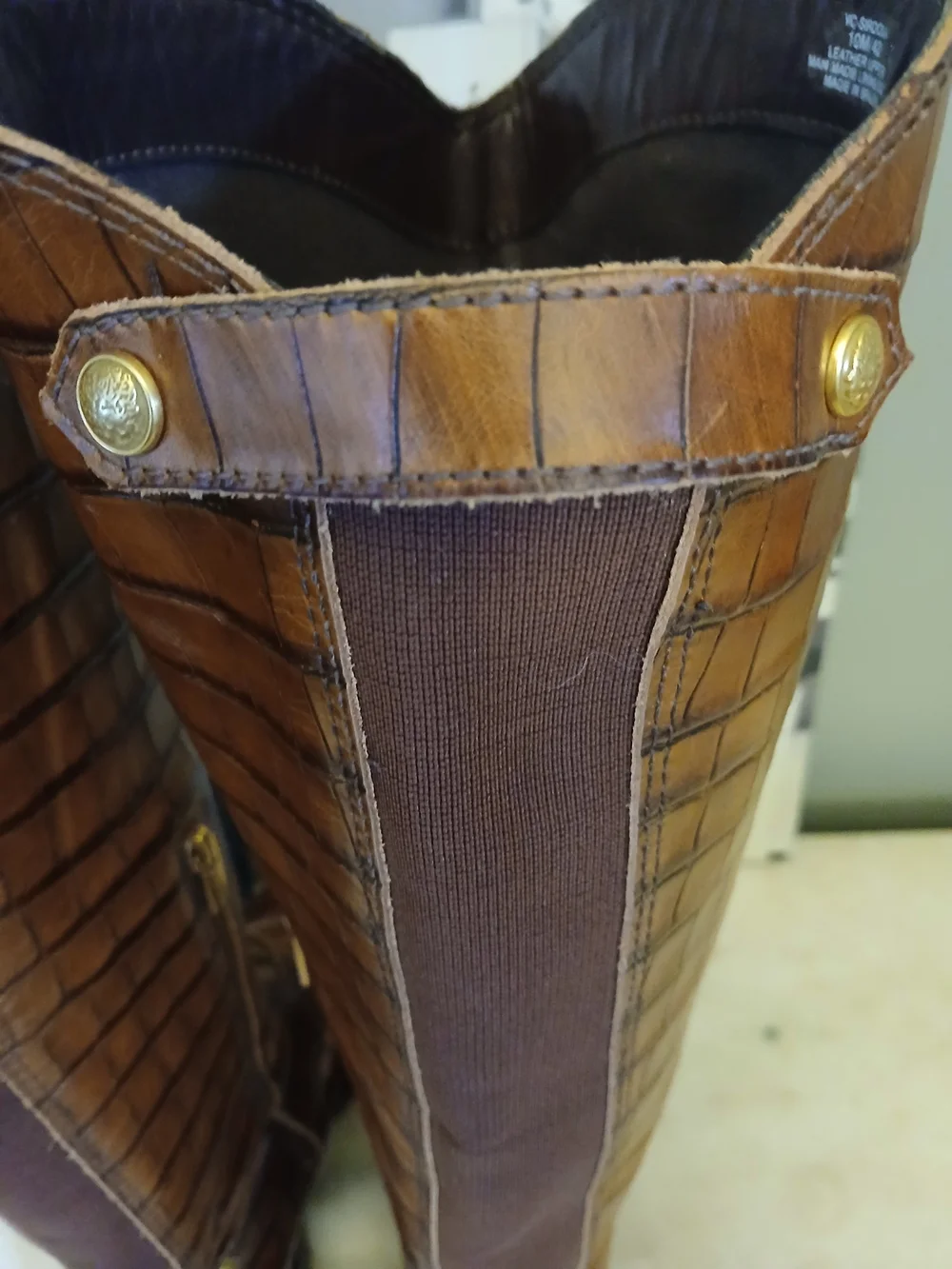 Vince Camuto Tall Brown Croc-Embossed Lace-Up  Riding Boots 